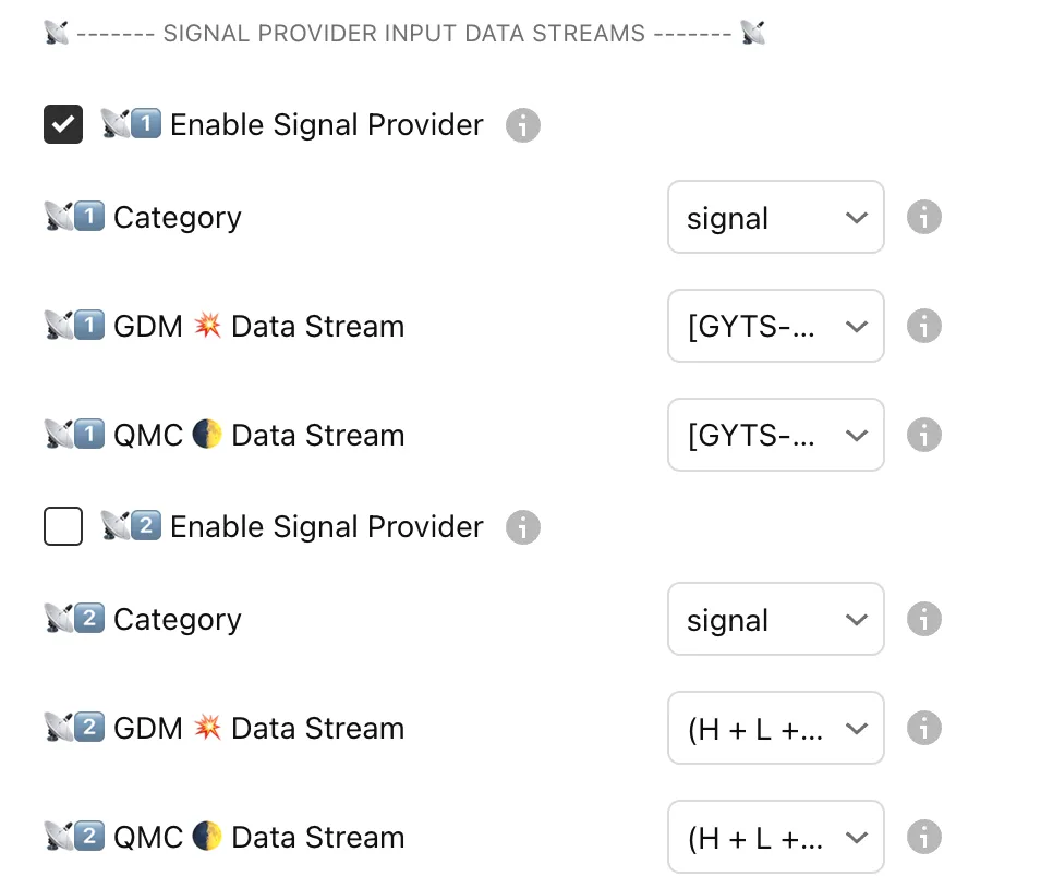 Flux Composer Signal Provider Input Data Streams UI